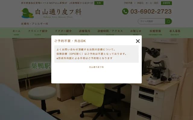 白山通皮肤科 - 东京都豊岛区巢鸭1-17-6