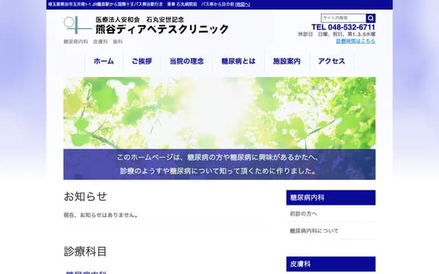 Ishimaru Yasuyo Memorial Kumagaya Diabetes Clinic - 1-1 Tamai Minami, Kumagaya, Saitama